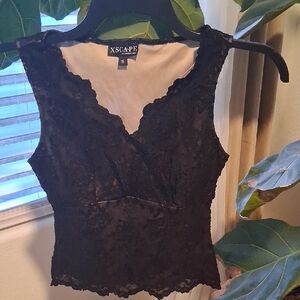 Xscape Black Lace V-Neck Top
